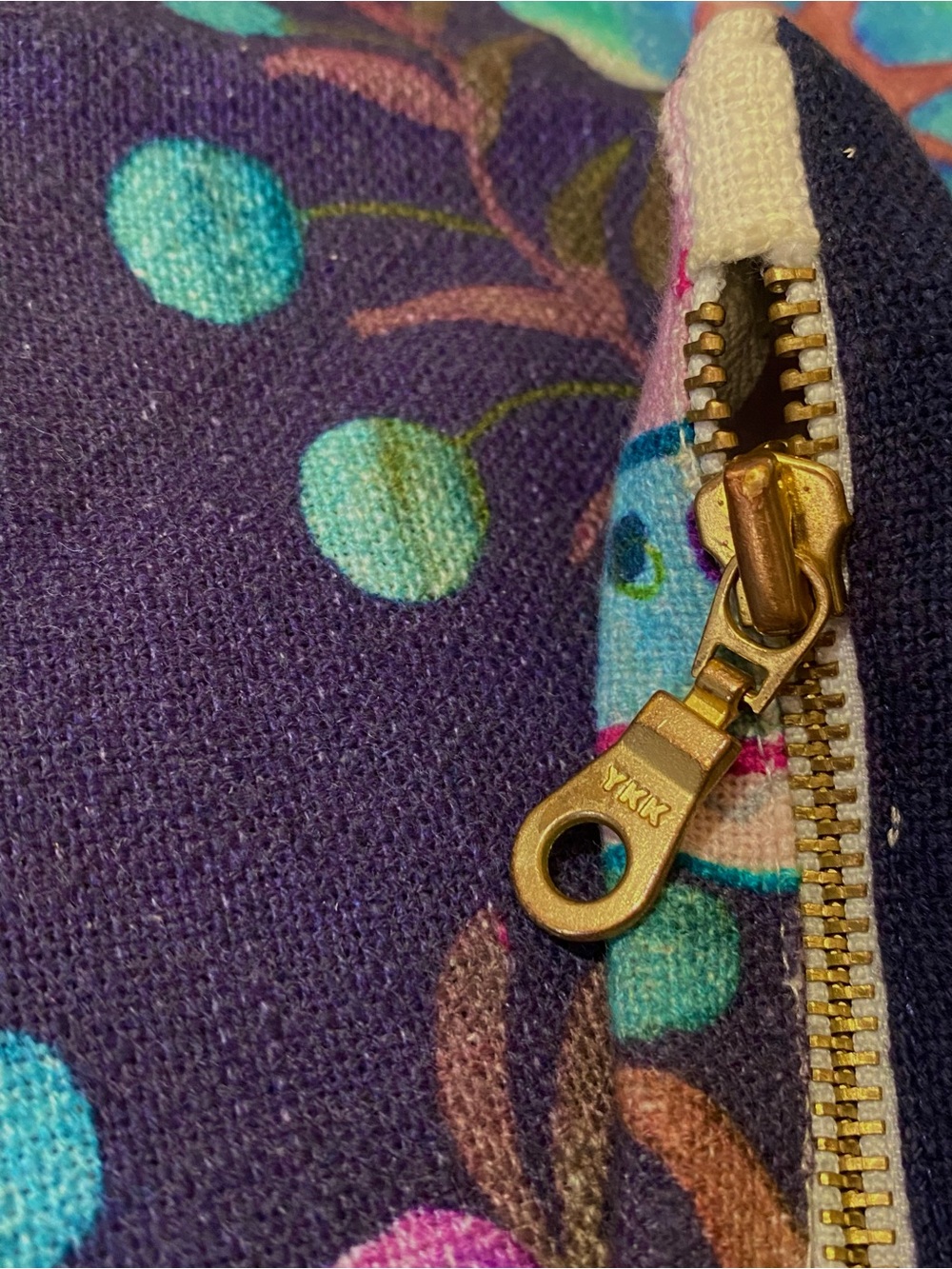 Anthropologie Large Throw Pillow Cover 100% Cotton Boho Bed Floral Blue Purple - Picture 5 of 7